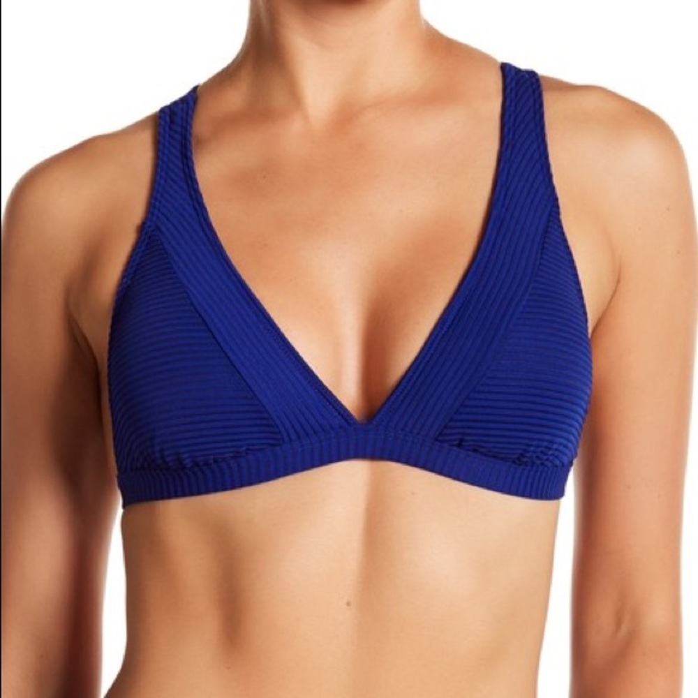 La Blanca Apollo Blue Cross Back Bikini Top Blue